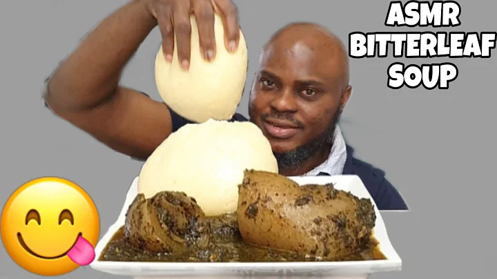 ASMR GOAT MEAT BANGA / BITTERLEAF SOUP WITH POUNDED YAM | AFRICAN FOOD MUKBANG