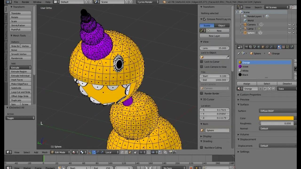 Делаю 3d модель по рисунку в Blender 2 78