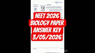 NEET 2026 Biology Paper answer key #neetexam2026#biology