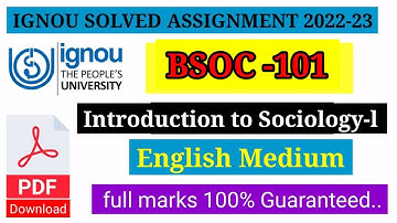 ignou bsoc 101 ignou solved assignment 2022-23 bag bhag bscg bcom pdf
