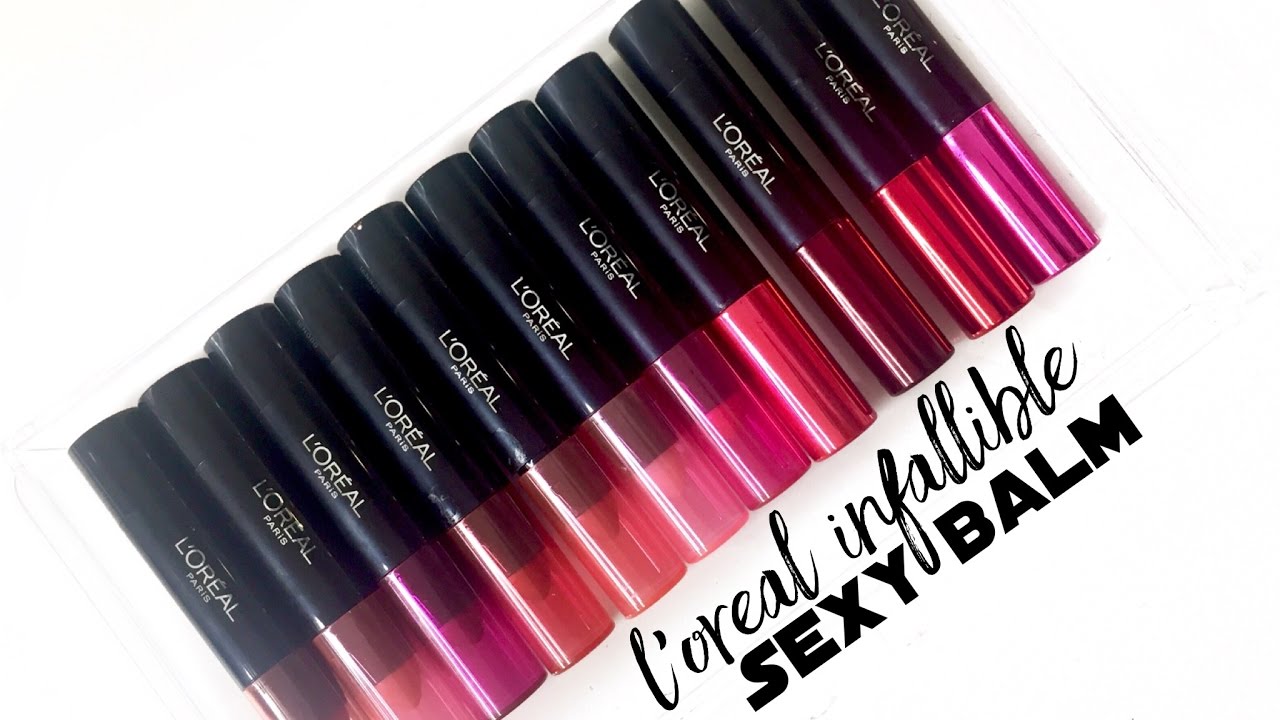 L'OREAL INFALLIBLE SEXY BALM SWATCHES & REVIEW YouTube