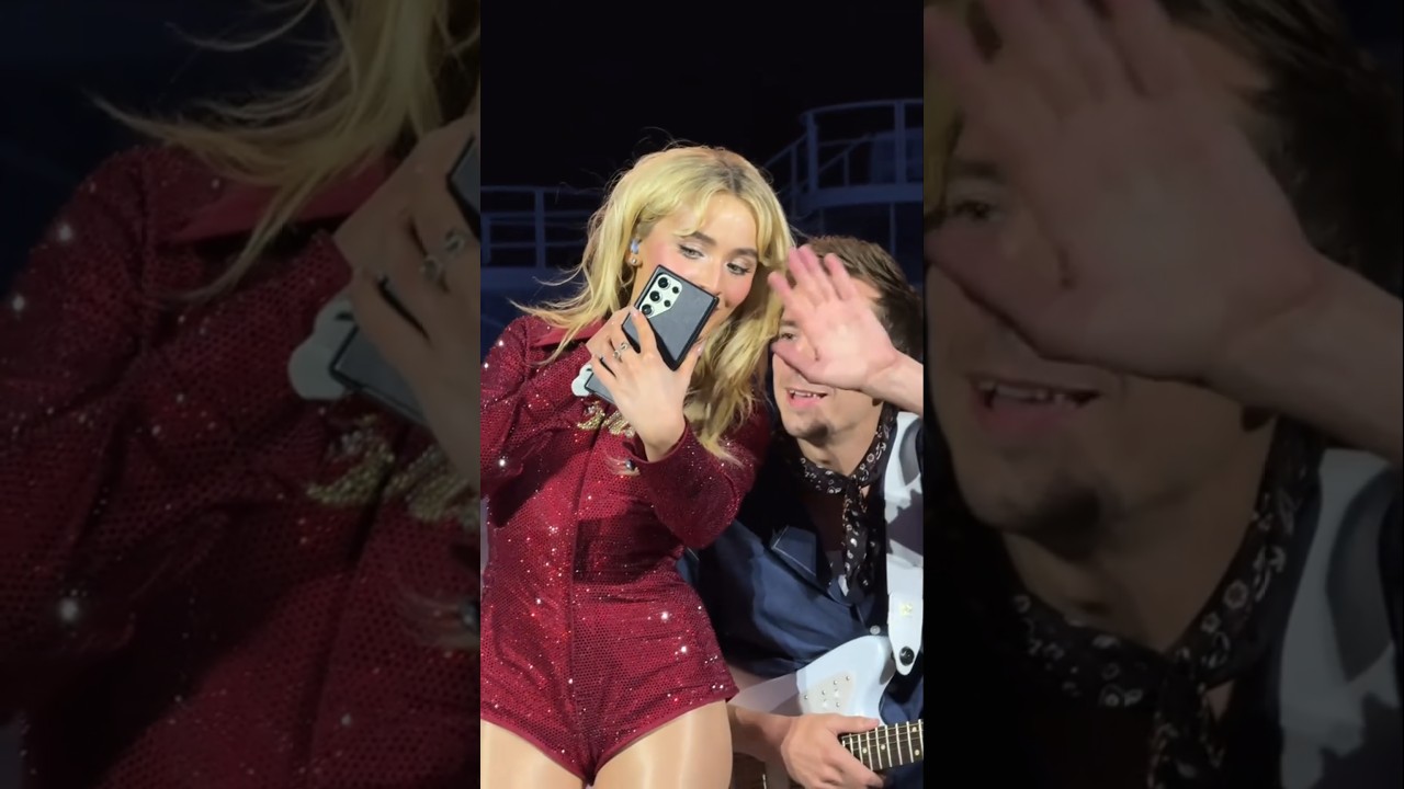 Sabrina Carpenter on FaceTime with a fan. 