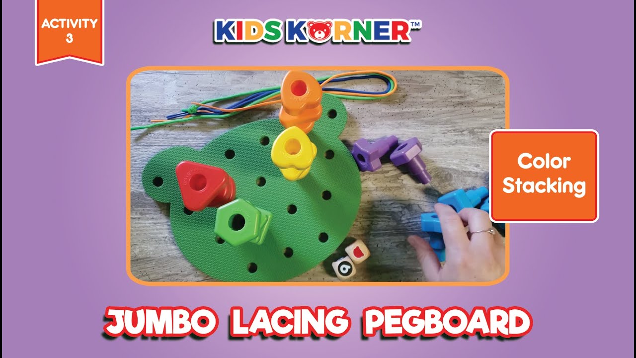 Color Sorting Toys by Kids Korner - Shape Sorter Toddler Toys Jumbo Lacing Pegboard - ACT 3