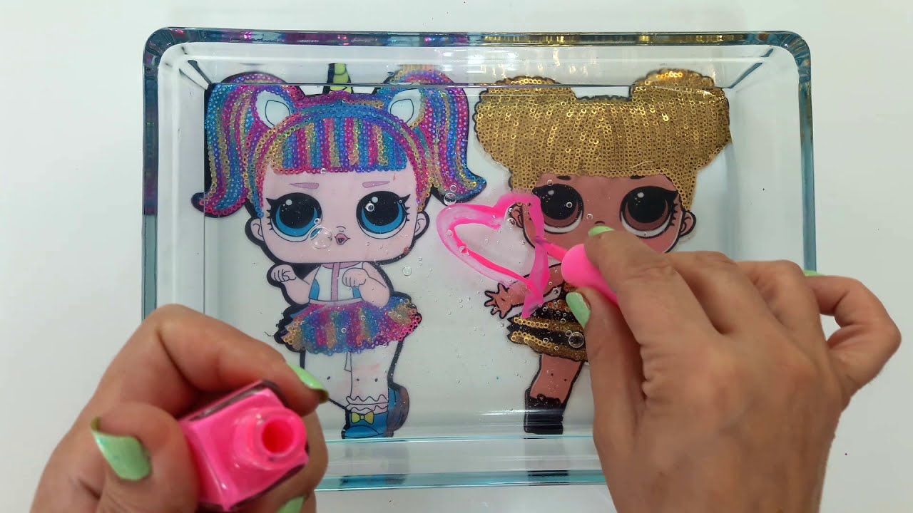 LOL COLORS SLIME - Mixing Makeup and Glitter Clear slime