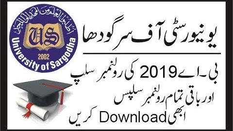 BA Roll No Slip 2019/Sargodha University/Download Now