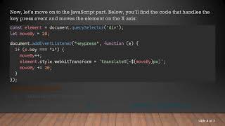 Move an Element Backward on the X Axis in JavaScript