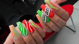 WATCH ME DO A SET | SOMETHING DIFFERENT PAINTED NAIL ART | FERXXO CONCERT NAILS | NEON NAILS