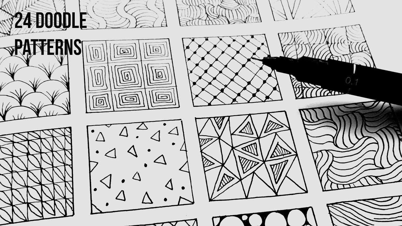 24 Easy Doodle Patterns Part 1 | Speed-Up ART • Zentangle