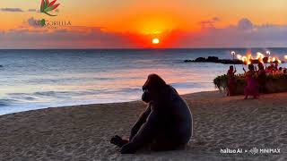 AirGorilla relaxing on the beach after Surfing