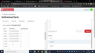 Unfinished Parts | SQL |PostgreSQL 14 | DATA LEMUR