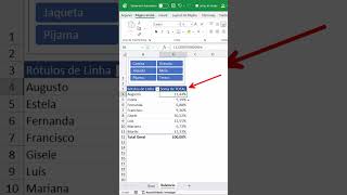 Excel Tabela Dinâmica porcentagem como fazer