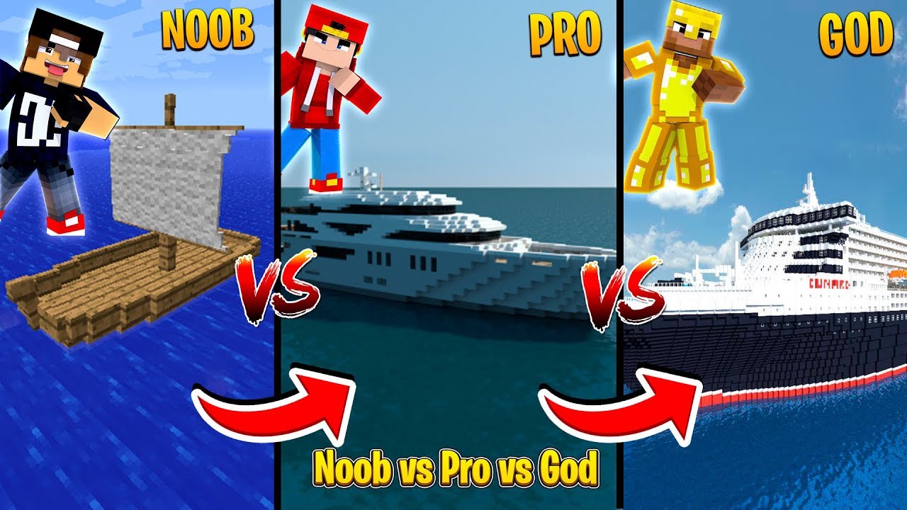 Minecraft NOOB vs PRO vs GOD - THE BOAT CHALLENGE!! - YouTube