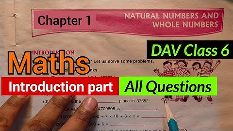 DAV Class 6 maths chapter 1 Natural numbers and whole numbers - Introduction part