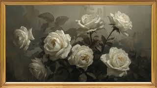 White Roses Still Life 🌸| Oil Painting Framed Art | Screensaver for TV | 2 Hrs | #frametvart #4kart