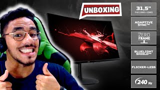 MONITOR GAMER TELA CURVA 31,5 POLEGADAS ACER NITRO 240hz | UNBOXING E REVIEW