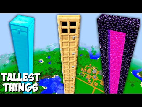 I found the VERY TALLEST THINGS in Minecraft ! Portal vs diamond chest vs door
