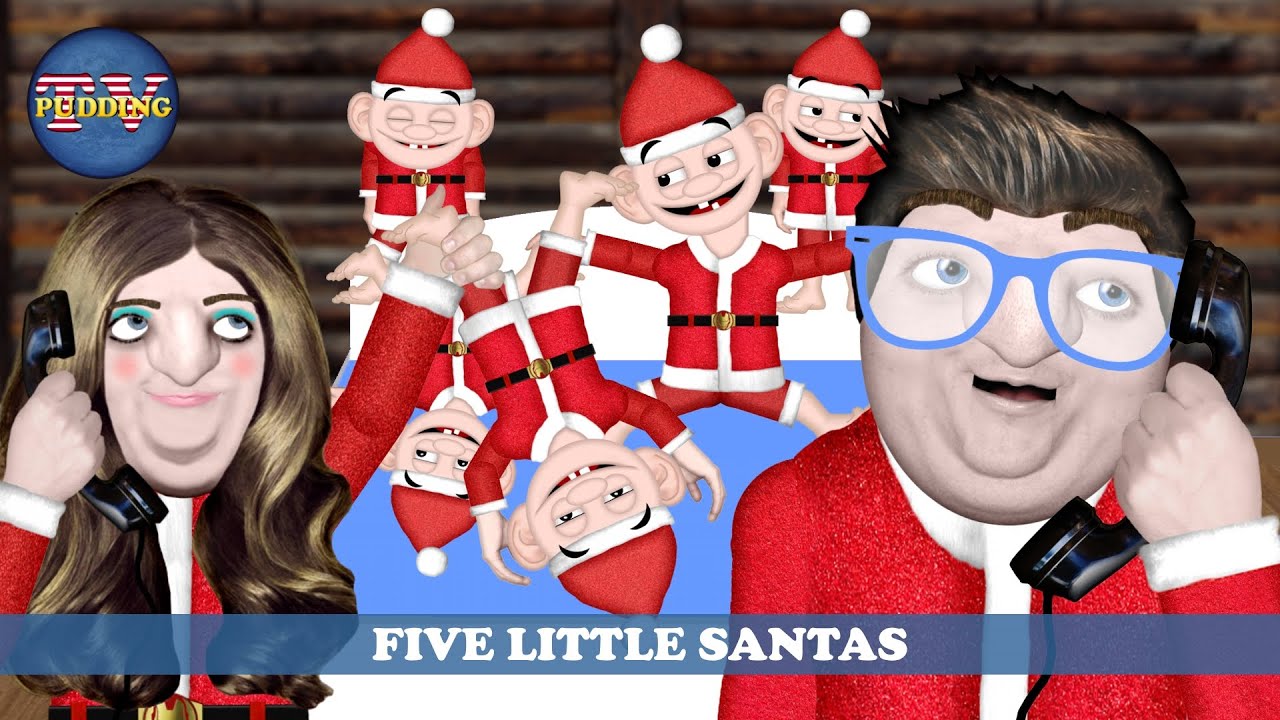 Five Little Santas Jumping on the Bed | Children's Songs & Christmas Songs