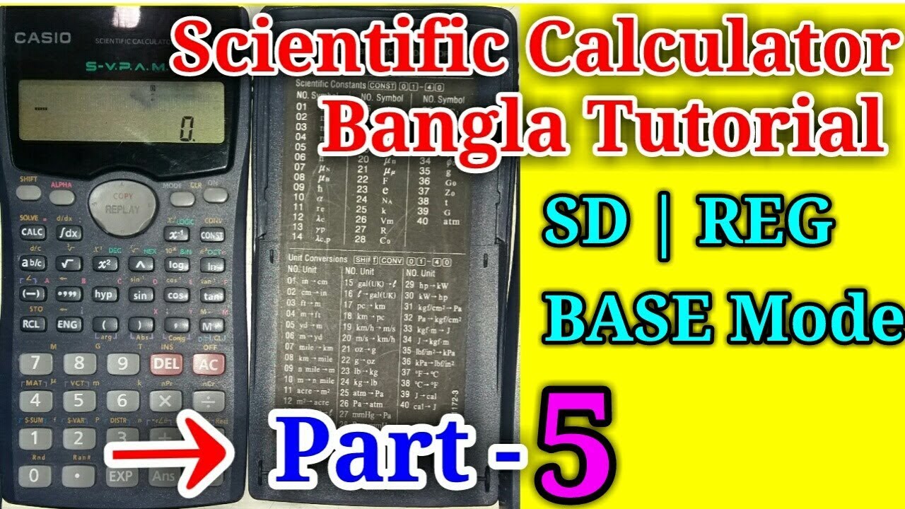 Scientific Calculator Bangla Tutorial SD, REG, BASE mode full uses