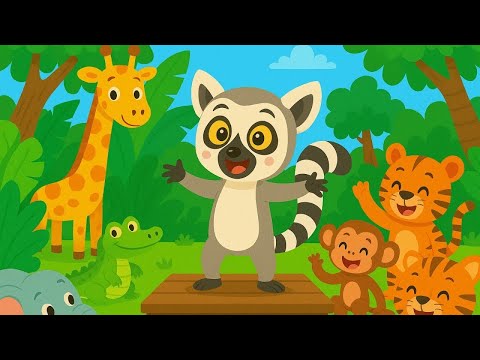animales para Niños - Lemur Salta en la Selva 🎶 Canción Infantil Divertida para Bailar y Cantar