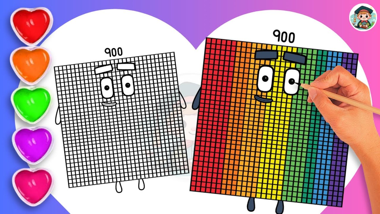 COLORING Numberblock 900! 🌈 Easy Drawing for Kids