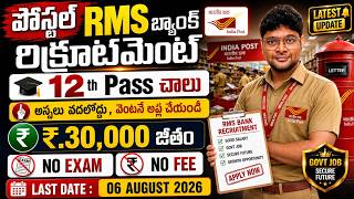 🔥 Post Office లో కొత్త ఉద్యోగాలు, NO EXAM | 12th Pass Govt Jobs | Latest Postal RMS bank Jobs Apply