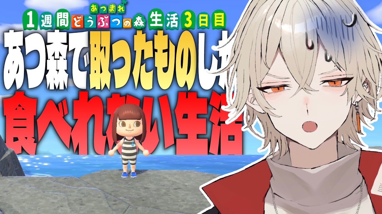 【あつ森】1週間あつ森で取れた物しか食べれない生活 -3日目-【新人vtuber / 弐十】