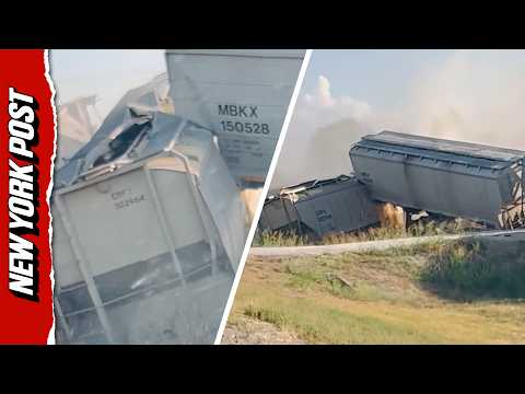 22 Cars Knocked Off Tracks in Dramatic Texas Freight Train Derailment