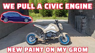 EK Civic Hatch Build Part 1 - Pulling Engine For Full Paint Job Civic Build Pt 1 Pulling Engine