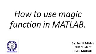 How to use magic function in MATLAB | MAGIC SQUARE MATLAB | Net Worth