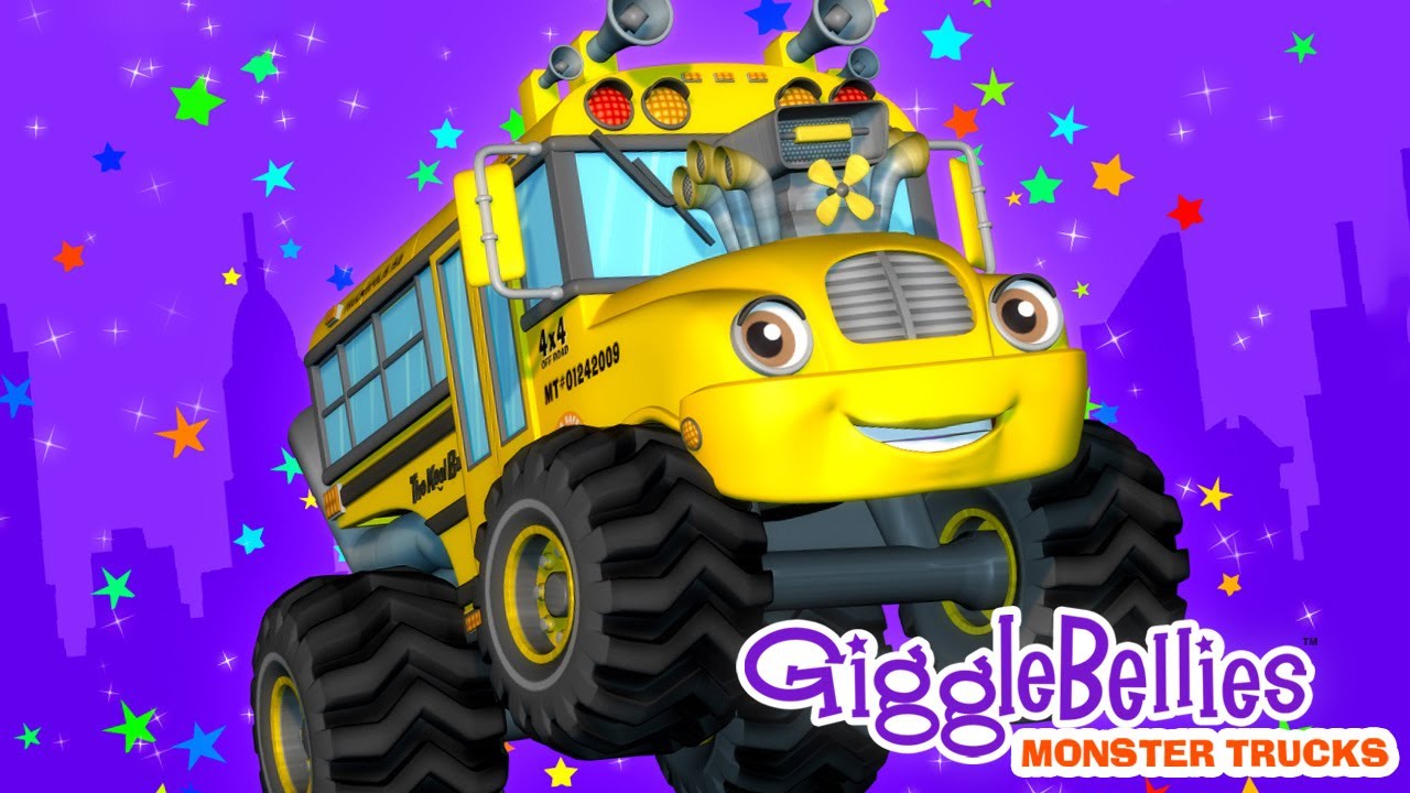 Wheels On The Bus! 🚌 Monster Trucks Song Version 🎶 GiggleBellies YouTube
