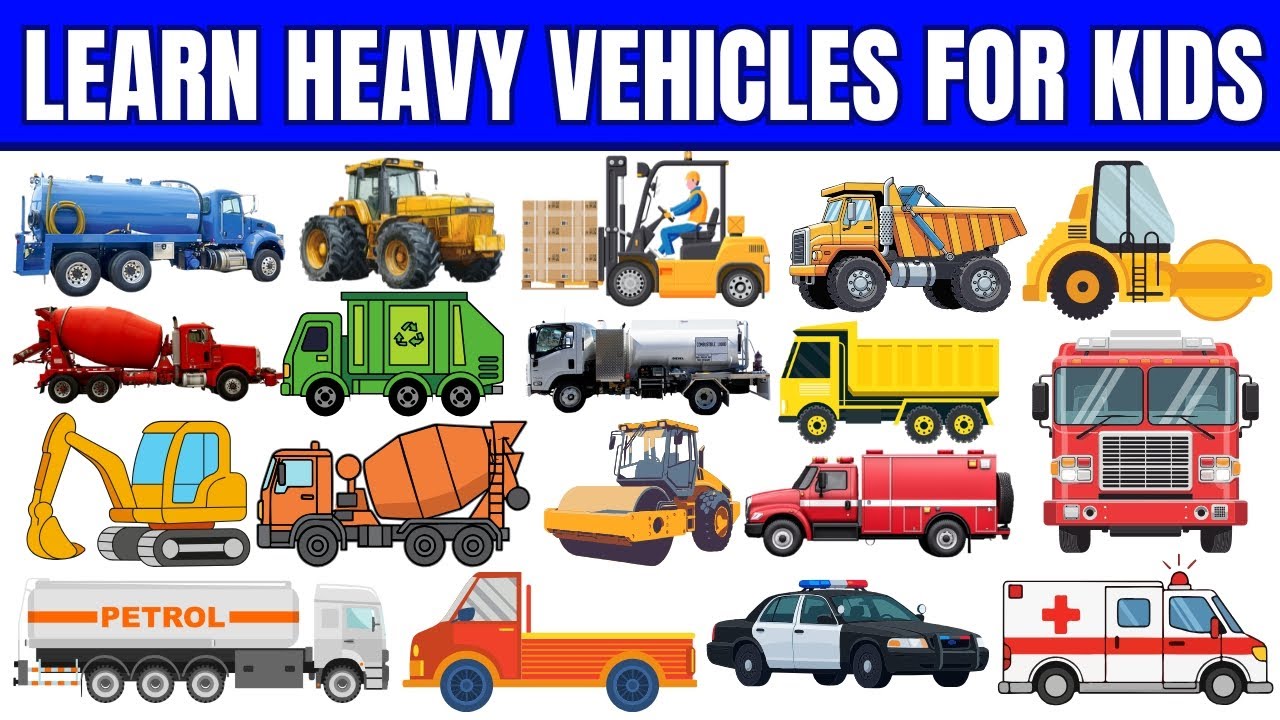 Названия тяжелой техники для детей | Строительная техника для детей | Строительная техника #vehicles
