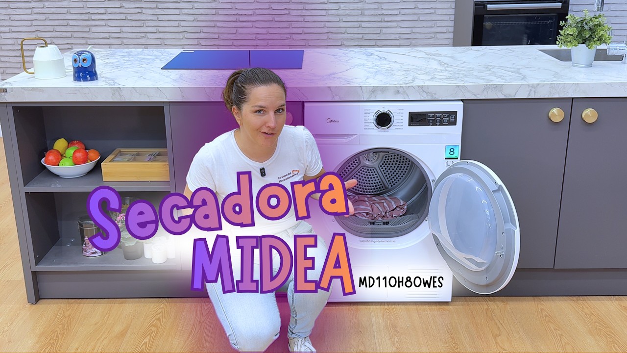 🌞 Midea MD110H80WES | Secadora 8kg con luz de tambor y programa rápido