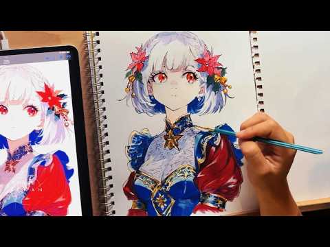 START TO FINISH | DRAW with Kenan | Coloring with Gouache Paint Anime Style | Full Process