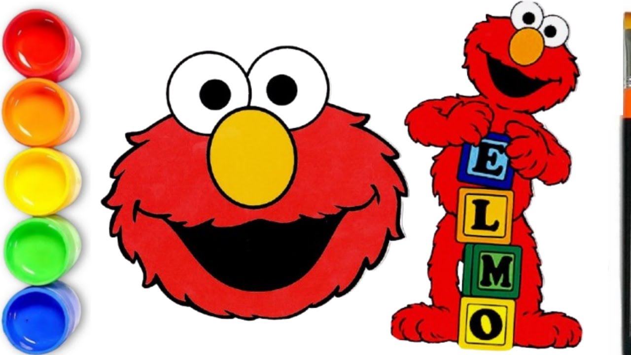 Drawing and Coloring Elmo From Sesame Street - Sesame Street Drawing For Kids