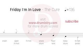 Video thumbnail of "The Cure - Friday I'm In Love Drum Score"