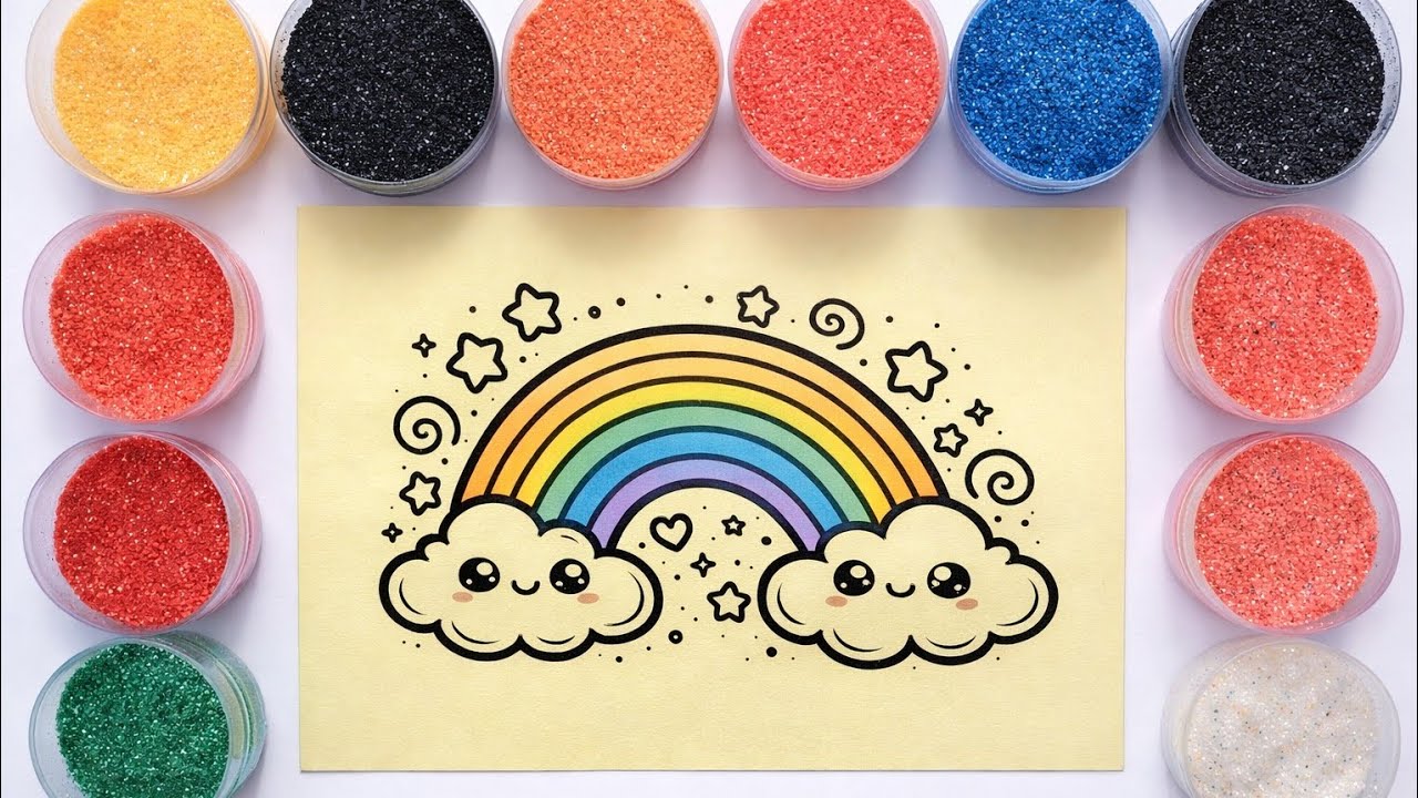 RAINBOW SAND PAINTING ART❗️RELAXING PROCESS