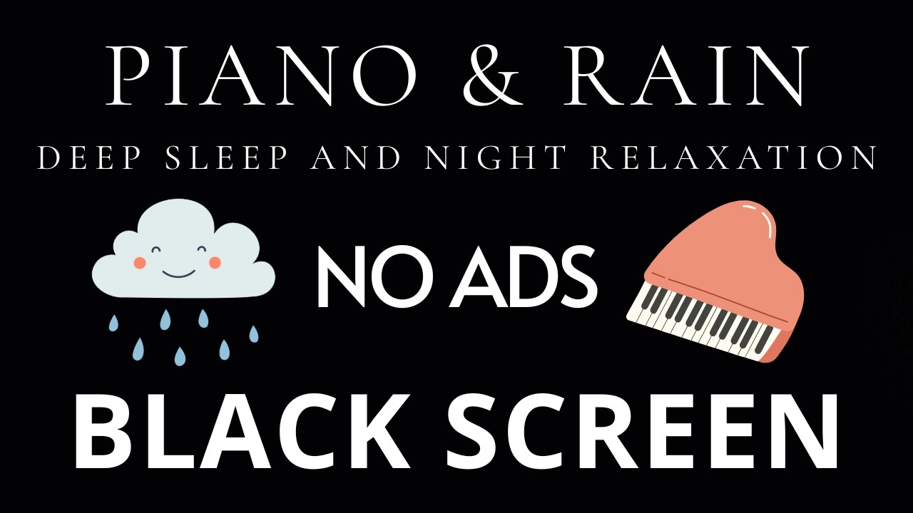 Спокойная фортепианная музыка и звуки дождя. Прямая трансляция без рекламы | Черный экран