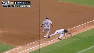 MIA@NYY: Jones makes nice stretch after K for out