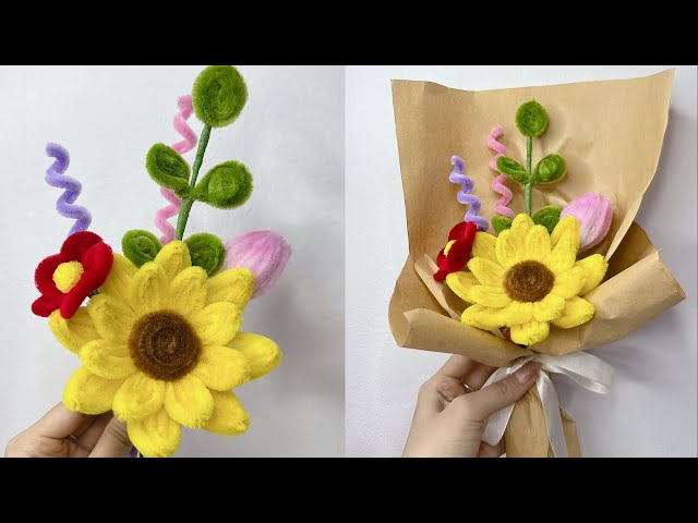 モールフラワー花束 🌼 モールフラワー🌼枯れないお花 - YouTube