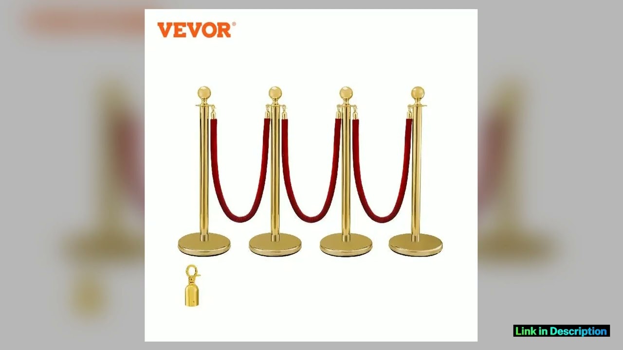 VEVOR 38Inch Gold Silver Stanchion Posts Queue Red Velvet Rope Crowd Control Line Barriers with