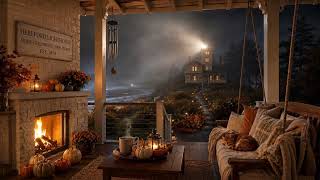 Cozy Foggy Autumn Night at Hereford Inlet Lighthouse | Fireplace & Ocean Waves for Reading, Relaxing screenshot 2