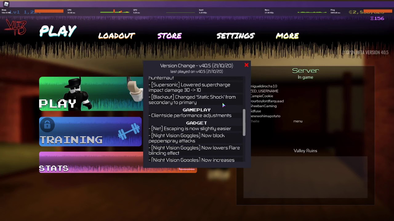 version 40.5 update log VH3
