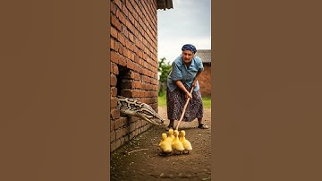 Grandma vs Giant Python: Fearless Rescue of Ducklings #animals #United States