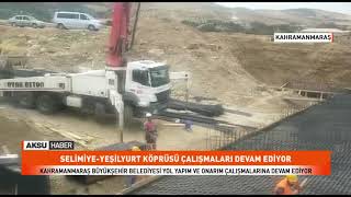 Selimiye-Yeşilyurt köprü inşaatında alt tabla betonu dökülüyor