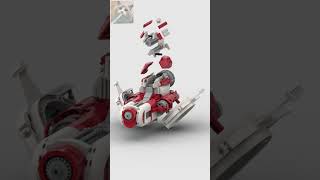 LEGO® Brick red &amp; white hauler spaceship custom speedbuild animation  short