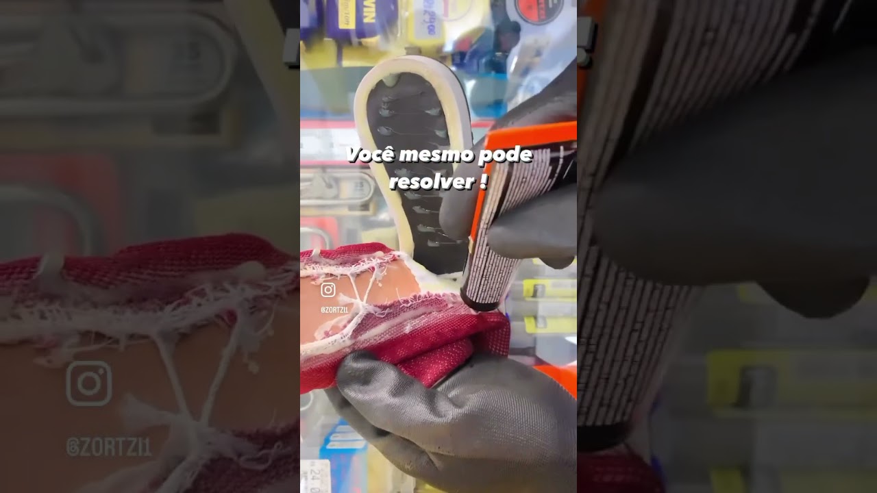 Cola Cascola Extra Forte colando uma sola totalmente solta