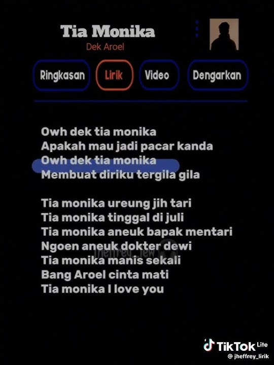 lirik lagu 'Tia monica'❤️