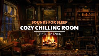 Chilling Cozy Room - ASMR Crackling Sounds of Warm Fireplace for Relief Stress - Rain helps Sleep