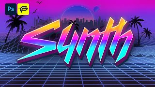 How To Create Vaporwave Synthwave Text Effect In Photoshop 80S Text Style Tutorial On Photoshop