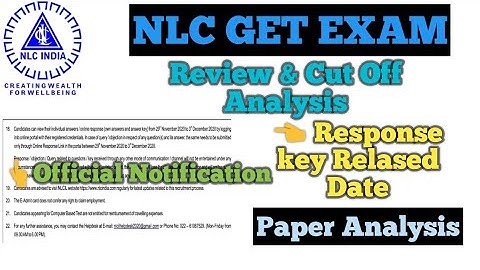 NLC Exam Review & Cut Off Analysis || Response Key Release Date Announced || Official Notification